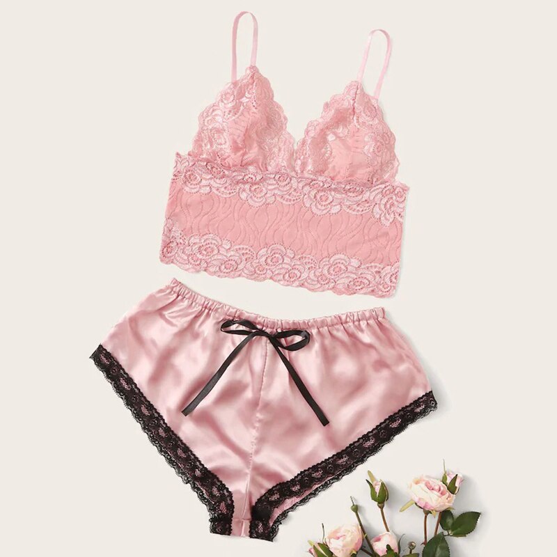 Sexy Women Lace Pajama Set