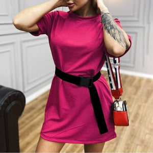 Casual Solid Women's Dress With Belt