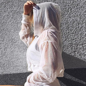 Hooded Transparent Sexy Short Crop