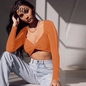 Sexy Crop Top Long Sleeve