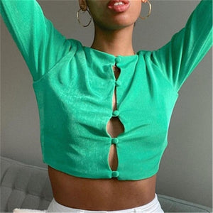 Sexy Crop Top Long Sleeve