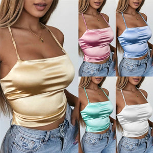 Backless Hollow Out Sleeveless Short Crop Top