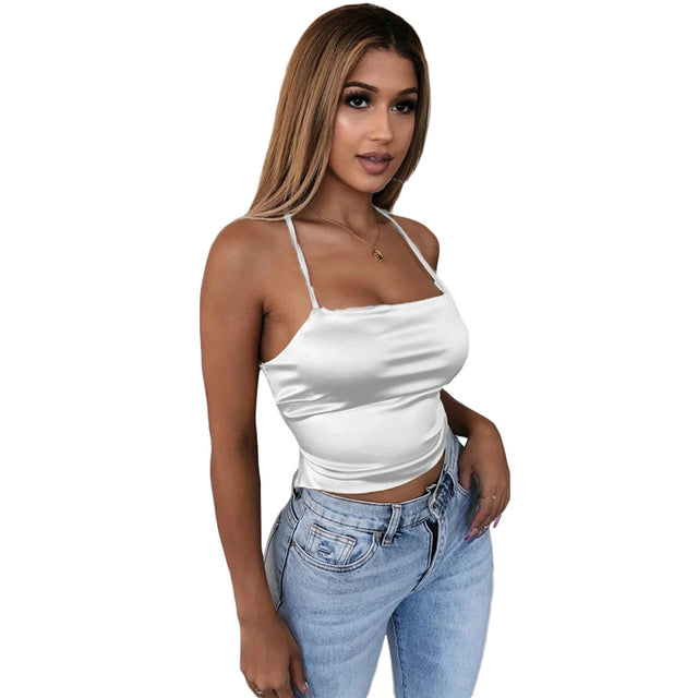 Backless Hollow Out Sleeveless Short Crop Top