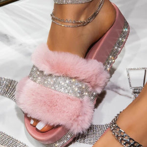 Fashion Summer Fur Slides