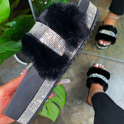 Fashion Summer Fur Slides