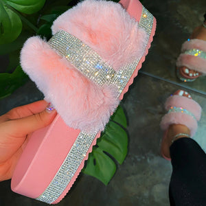 Fashion Summer Fur Slides