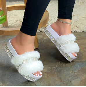 Fashion Summer Fur Slides